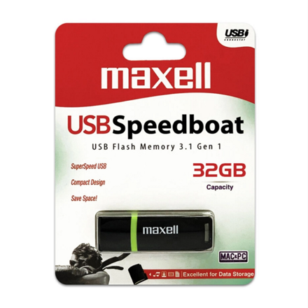 Maxell USB 32GB Speedboat Black 3.1