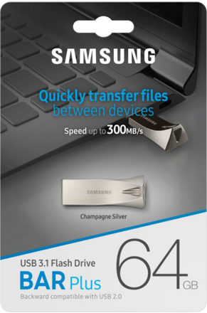 SAMSUNG BAR PLUS USB pendrive 64GB USB 3.1 Champagne Silver 300MB/s